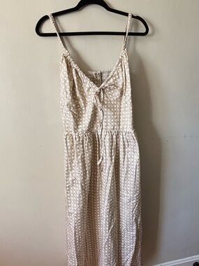 Hill House Margot Dress |Cream Printed Midi Dress (Double Lined) Linen & Cotton